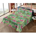 thumbnail image 4 of Ambesonne Tropical Fitted & Flat Sheet with Shams 4 Pcs Set, Dreamy Flamingo Hibiscus, Queen, Hot Pink Jade Green, 4 of 5