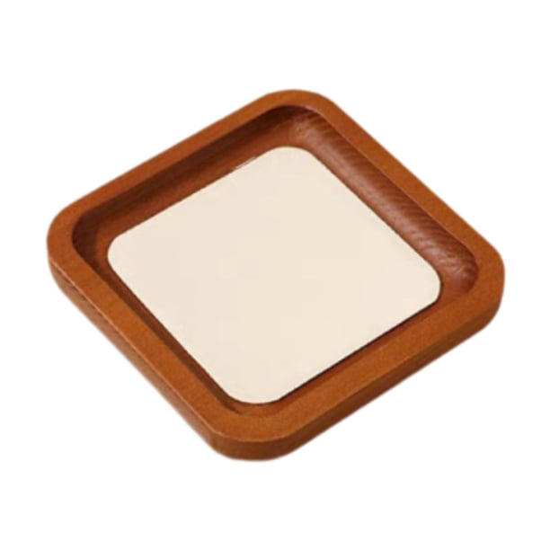 Bandeja de madera para joyas, 4 pulgadas, multiusos, resistente a rayones beige