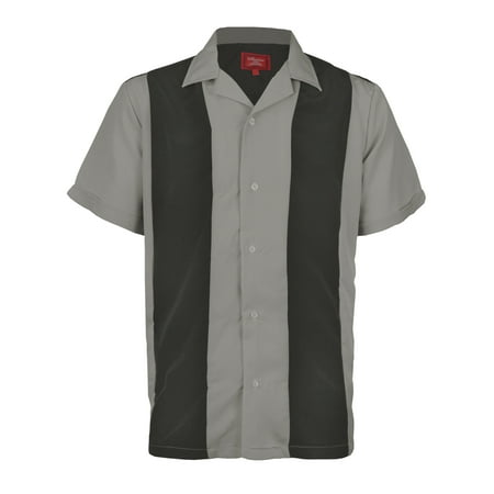 Men's Retro Charlie Sheen Two Tone Guayabera Bowling Shirt - Walmart.com