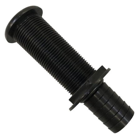 T-H Marine Supplies TH-1200T-DP 0.13 in. Threaded Straight Barbed Thru-Hull - Black