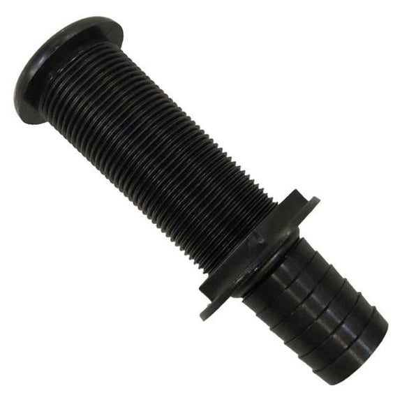 T-H Marine Supplies TH-1200T-DP 0.13 in. Threaded Straight Barbed Thru-Hull - Black