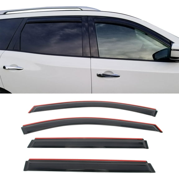 Ikon Motorsports In-Channel Window Visors Fits 2013-2020 Nissan Pathfinder, Slim Style Side Door Rain Vent Guard Deflectors, Acrylic Smoke 4PCS