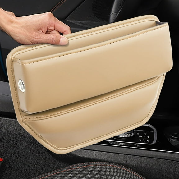 Car Seat Gap Storage Organizer | Large Capacity Leather Storage Box for Phone Keys Cards | 12x8x2 Inch Automotive Interior Organizer