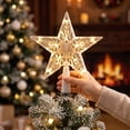 thumbnail image 4 of Miwamany Lighted Christmas Tree Topper Star Warm White Flashing LED Glitter Hollow Star Tree Top Ornament for Xmas Tree Home Holiday Decoration Indoor, 4 of 6