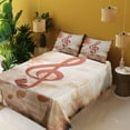 thumbnail image 3 of Ambesonne Music Fitted & Top Sheet Set with Shams, Grunge Abstract Notes, Champagne Burnt Sienna, 3 of 5