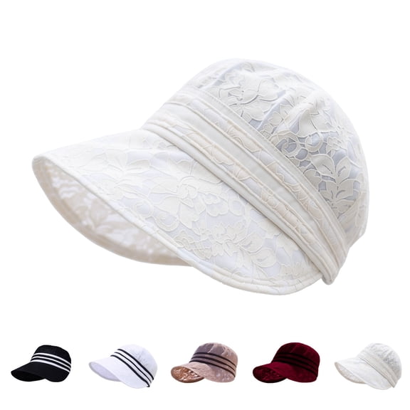 Helii Women Lace Sun Hat Foldable Bucket Hat Summer Fisherman Cap Lightweight Breathable Travel Beach Sunshade Basin Hat for Outdoor UV Protection Black,One Size