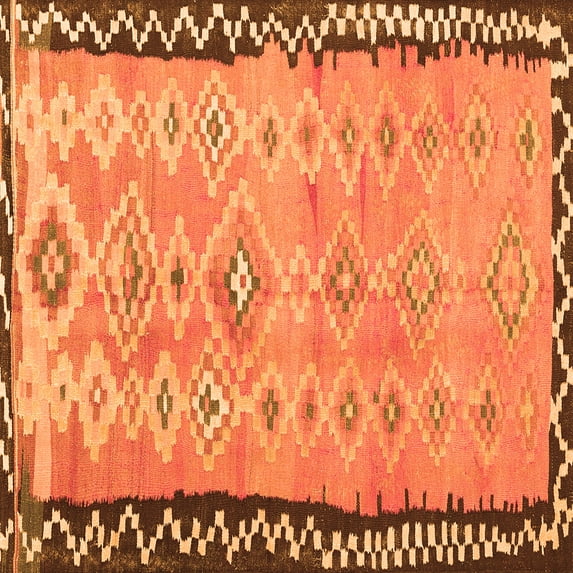 Ahgly Company Indoor Square Oriental Orange Traditional Area Rugs, 7' Square