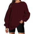 thumbnail image 1 of ORUYROP Chandails en Molleton Surdimensionnés pour Femmes Manches Longues Col Rond Chandail Décontracté Ample Couleur Unie Polaire Tops Pulls, 1 of 7