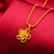 Women's Matte Flowers 22K 23K 24K Thai Baht Gold Gp Necklace +Pendant