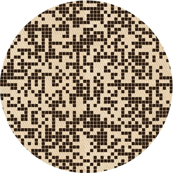 Ahgly Company Machine Washable Indoor Round Transitional Deep Peach Orange Area Rugs, 7' Round