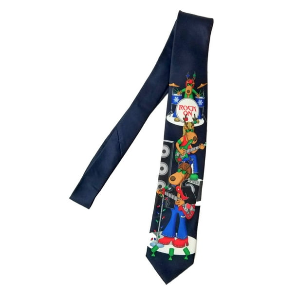 Men's Navy Christmas Rock On Reindeer Neck Tie Holiday Necktie - Walmart.com