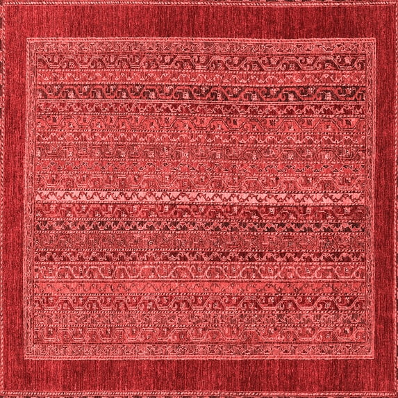 Ahgly Company Indoor Square Abstract Red Modern Area Rugs, 5' Square