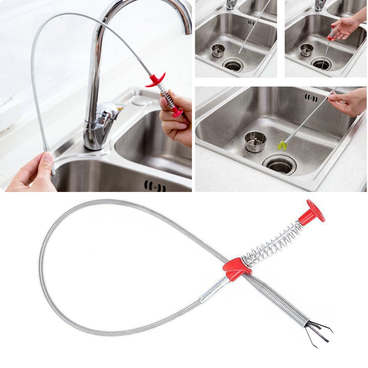6 PCS Plastic Drain Augers Drain Clog Remover Kit Drain Hair Catcher Drain Snake Drain Cleaner Tools for Kitchen Sink Bathroom Tub Toilet Clogged Drains Dredge Pipe Sewers 