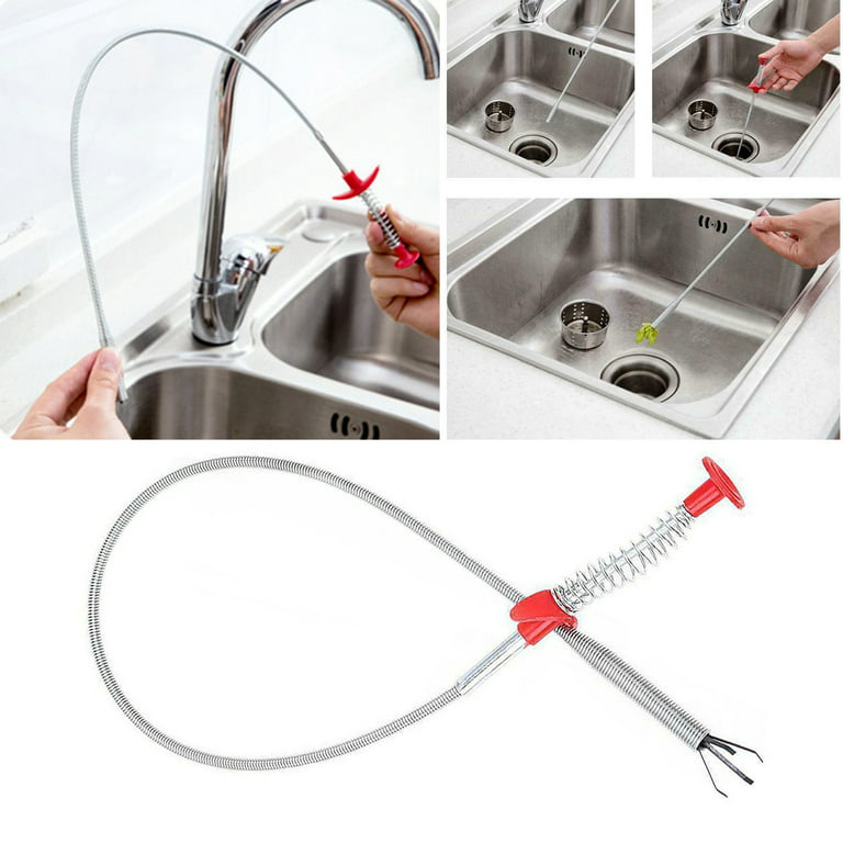 Walbest 23.6 Flexible Grabber Pickup Tool, Retractable Claw Retriever  Stick, Snake & Cable Aid, Use to Grab Trash & a Drain Auger to Unclog Hair  from Drains, Sink, Toilet & Clean Dryer