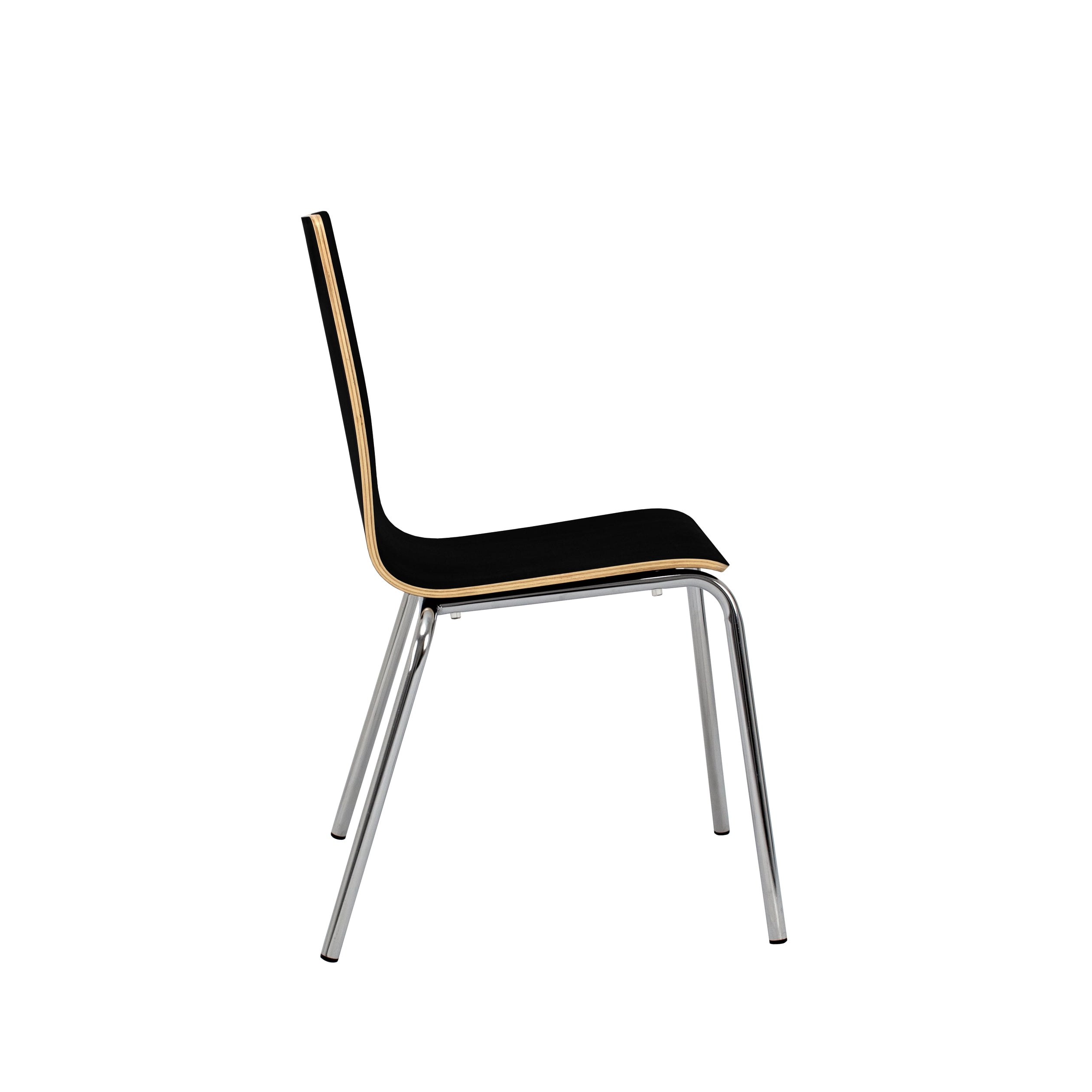 Hampden Furnishings Alexis Collection Stack Chair, Black Woodgrain, Modern Plywood Seat, Pack of 4