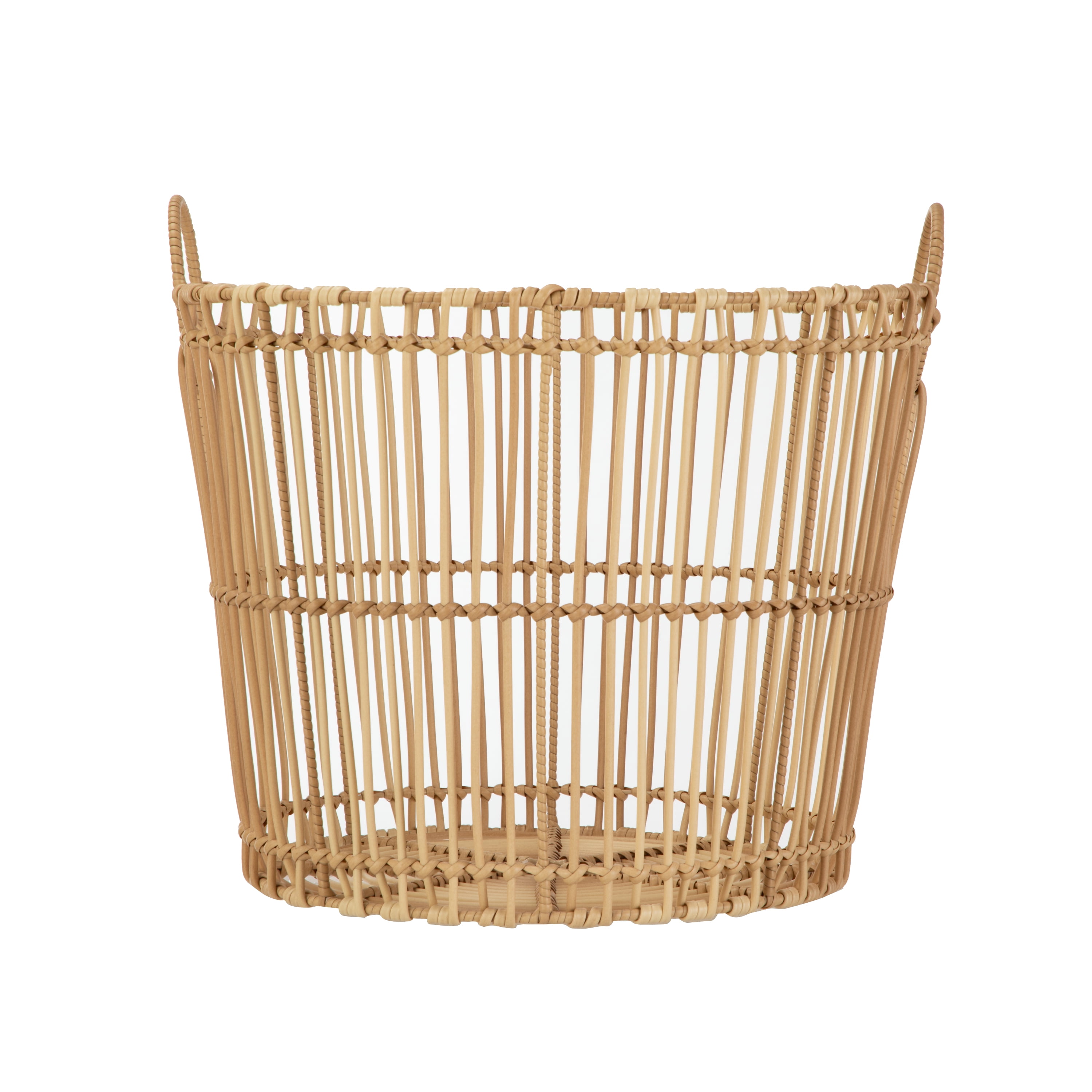 Better Homes & Gardens Large Light Natural Open Poly Rattan Storage Basket with Handles, 2 Pack
