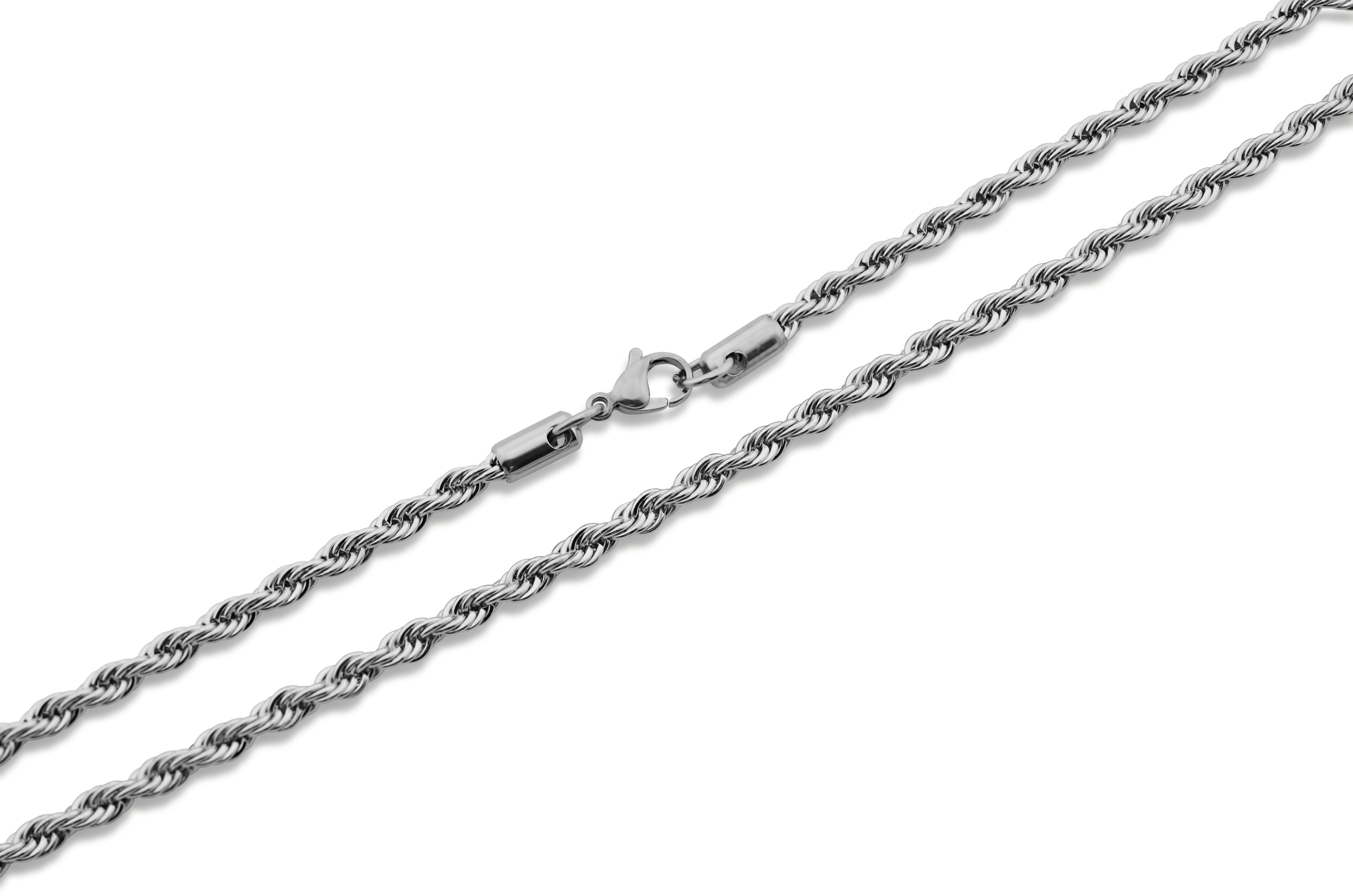 18-36inch Womens Rope Chain Jewel Steel Braided Stainless Silver Necklace 