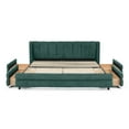 thumbnail image 6 of Queen Size Upholstered Bed with Storage Drawers, Low Profile Platform Bed Frame with Chenille Fabric Headboard, Modern Bedroom Furniture in Blue and Green., 6 of 8