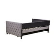 thumbnail image 5 of Modern Convertible Sofa bed with Pull-out Trundle,Velvet Upholstered Couch with Button and Copper Nail Design,Comfy Daybed for Living Room Bedroom Apartment,Gray, 5 of 7