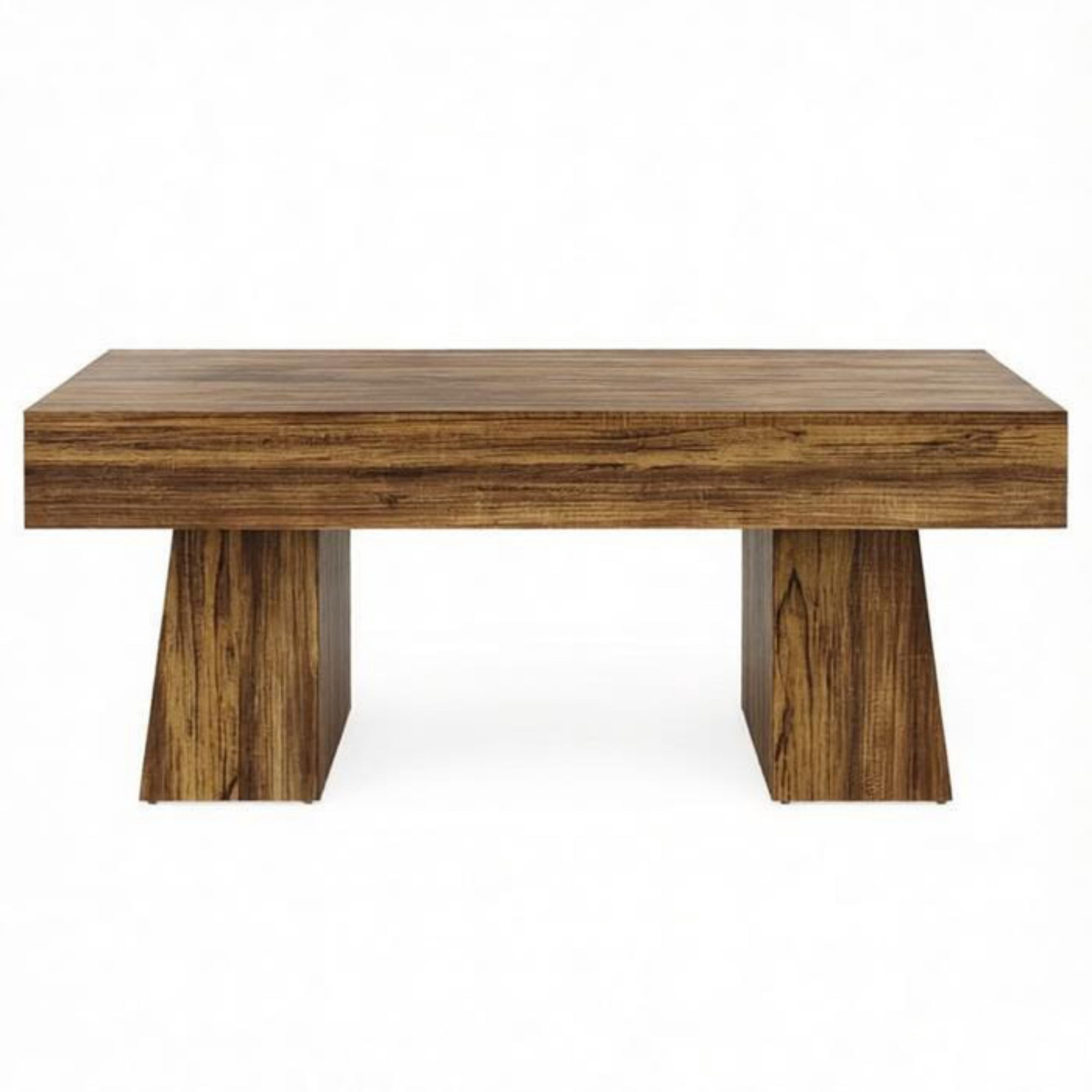 Rustic Farmhouse Coffee Table with Chunky Base, 52.76 in L x 25.98 in W x 4.33 in H, 54.90 lb