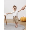 thumbnail image 2 of CARETOO Baby Boy Clothes Suits Romper Shirt BowTie Suspender Pants Formal Set Cotton Fabric 0-18M, 2 of 19