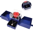 thumbnail image 2 of Caja de regalo de joyería con rosa rosa, rosa real encantada, rosa eterna hecha a mano, flor de rosa preservada para mujeres, esposa, novia en el día de San Valentín, cumpleaños, madre, 2 of 5