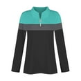 thumbnail image 7 of Tittly T Shirts for Women Graphic Tees Women's 3/4 Sleeve Quarter Zip Shirts Collared V Neck Pullover Top Collared Casual Fall Tunic Color Block Blouses Tshirts Shirts Tops for Women Trendy RD3 XXL, 7 of 7