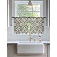 thumbnail image 3 of Sheer Curtains 54 Inch Length 2 Panels Set for Kitchen, Boho Flowers Semi Sheer Curtains for Windows, Farmhouse Abstract Geometric Patterned Voile Window Treatments Rod Pocket Curtain, 3 of 7