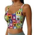 thumbnail image 2 of Vsdgher Colorful Bulldog Print Women Sleeveless Athletic Tank Top Built-in Bra Camisole Sports Vest for Yoga Running Fitness Exercise with Removable Pads, 2 of 8