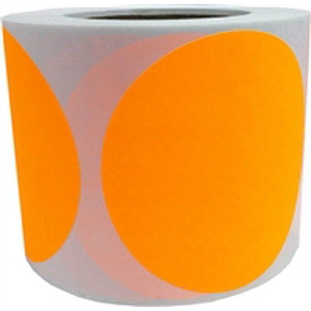 Fluorescent Orange Circle Dot Stickers 4" Inches Round 500 Pack