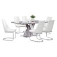 thumbnail image 1 of Faux White Marble Dining Set with Chairs and Silver Stainless Steel, 1 of 8