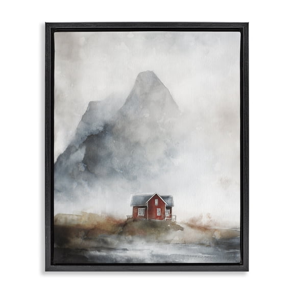 Stupell Industries Foggy Hugged Hut Black Framed Floater Canvas Wall Art, design by Svetlana Aleynikova