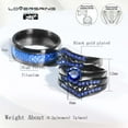 thumbnail image 5 of 4pc His and Hers Wedding Ring Sets Couples Rings Black Gold Plated Blue Cz Stainless steel band, 5 of 7