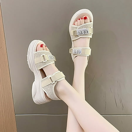 

ZHELIYO Women s sandals Sports Sandals Female Summer Muffin Thick Bottom Women S Shoes Fashion Rome Casual Shoes Beige 7