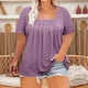 thumbnail image 4 of Tops de Talla Grande para Mujer, Corta, Cuello Cuadrado, Túnica Holgada de Verano para Leggings. Púrpura XL, 4 of 7