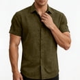 thumbnail image 6 of FAVIPT Big and Tall Cotton Shirts for Men Button Down Lapel Short Sleeve Tops Summer Business Dressy Blouses Army Green,XXXL, 6 of 8