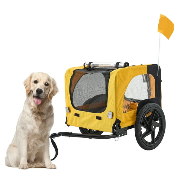 Pet Dog Bike Trailer, Dog Bike Trailer with 16" Wheels, Dog Cart for Small & Large Pets, Pet Bike Trailer with 88lbs Weight Capacity, Bicycle Trailer with Non-Slip Floor Mesh & Internal Leash