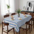 thumbnail image 6 of Blue Striped Table Cloth Waterproof Tablecloths, Modern Simple Farmhouse Beige Vintage Tablecloth Dining Table Cover for Kitchen Party Tabletop Outdoor, Rectangle Tablecloth 60x102 Inch, 6 of 9