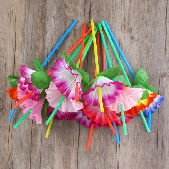 Worgeous 24Pcs Flower Flexible Bendable Drinking Straws Decorative Disposable Straws Party Table Decor for Wedding Birthday Christmas Festival Party Supplies (Multicolor)