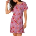 thumbnail image 2 of Bingfone Cute Strawberry Nightgowns for Women Sleep Shirts Short Sleeve Nightshirt Pullover Nightdress Soft Sleepwear, 2 of 6