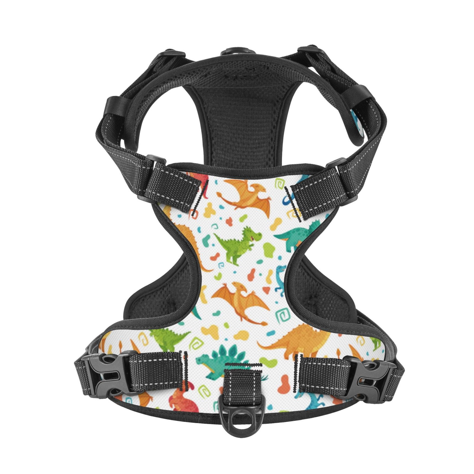 Kdxio Dinosaur Print No Pull Dog Harness Adjustable Reflective Oxford Easy Control Medium Large Dog Harness for Training and Everyday-Small