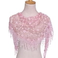 thumbnail image 3 of GILIGEGE Women Lightweight Soft Floral Sheer Lace Waist Scarf Floral Embroidered Mesh Bandana Cover Up Wrap Skirts Asymmetrical Hip Scarf Belt Boho Y2k for Beach Daily Outfits Light Pink One Size, 3 of 3