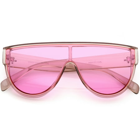sunglass.la - Oversize Flat Top Shield Aviator Sunglasses Colored Mono ...