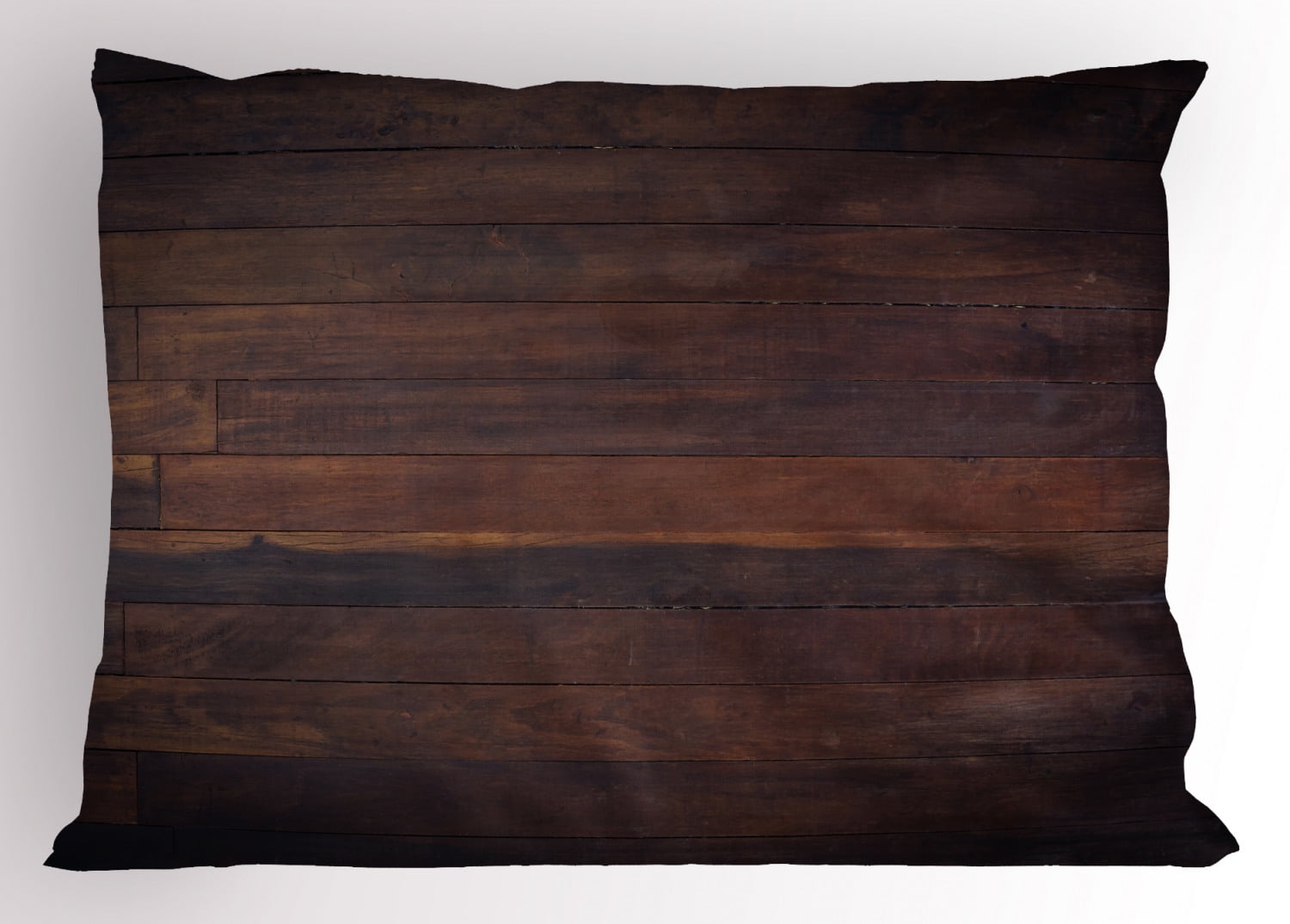 Chocolate Pillow Sham Aged Weathered Dark Timber Oak Wooden Planks