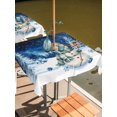thumbnail image 2 of Outdoor Table Cloth with Umbrella Hole and Zipper, Blue Christmas Snowman Waterproof Square Tablecloth 54"x54", Winter Xmas Tree Snowflakes Washable Table Cover for Outside Party Patio Picnic, 2 of 8
