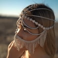 thumbnail image 6 of Tassel Head Chain Mask Chain with Rhinestone Crystal Bridal Headdress for Party, 6 of 12