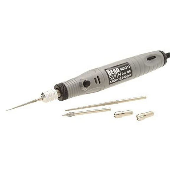 The Beadsmith Electrical Bead Reamer – 3 Interchangeable Diamond Coated Tips – 24 Volt DC – Variable Speed Control – Tools for Opening & Enlarging Holes & Softening & Smoothing Rough Edges