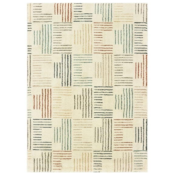 Lyla Contemporary Geometric Area Rug, Ivory Multi, 5' x 8'