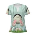 thumbnail image 3 of Naloa White Bunny Bottom And Easter Eggs Print T-Shirts Short Sleeve V Neck Tees for Women Fashion Tops Trendy Lightweight Soft Casual Summer Outfits Clothes, 3 of 5