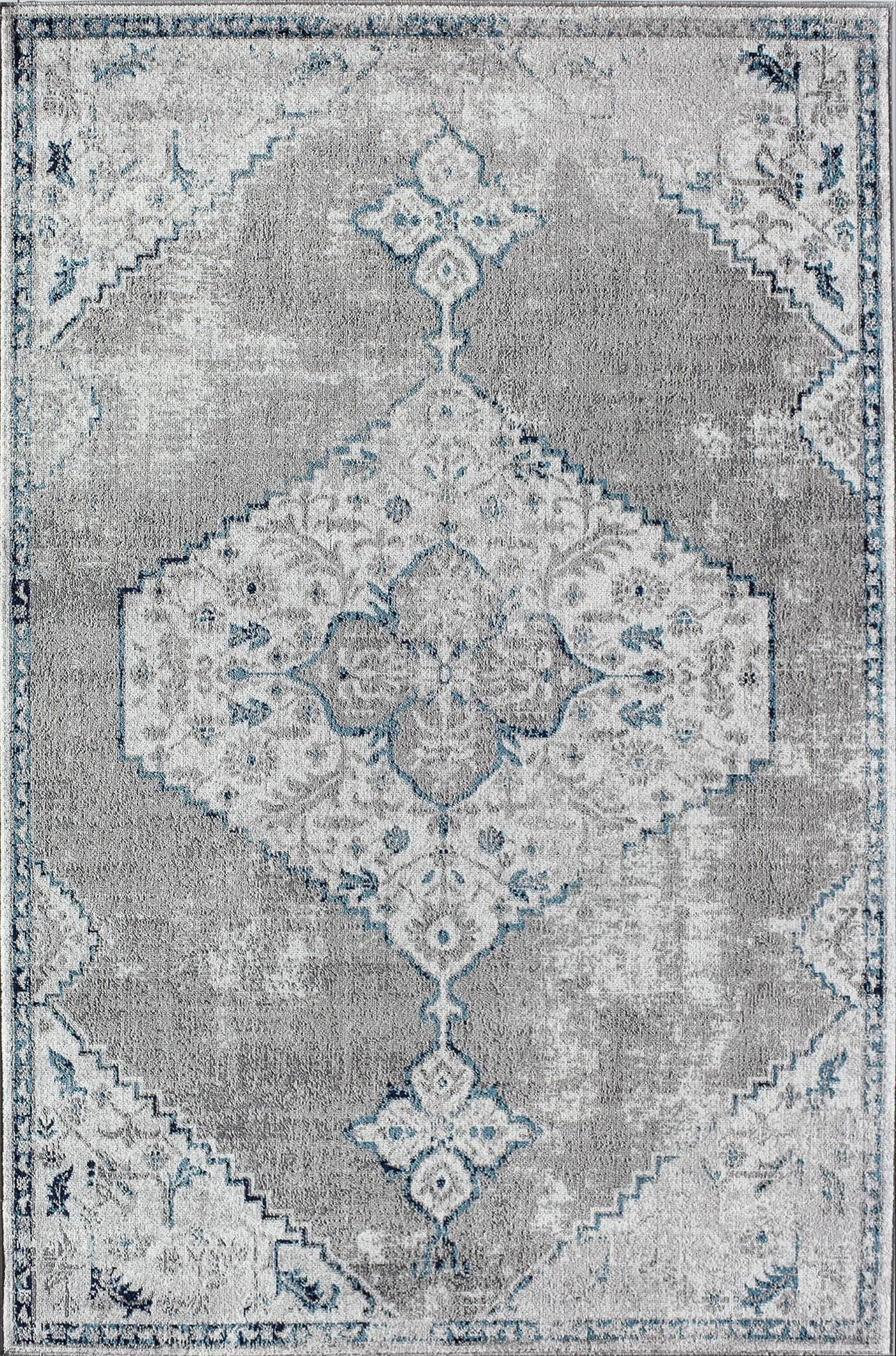 Freida FY35A Ash Vintage Farmhouse Dark Gray Area Rug, 2'6"x8'